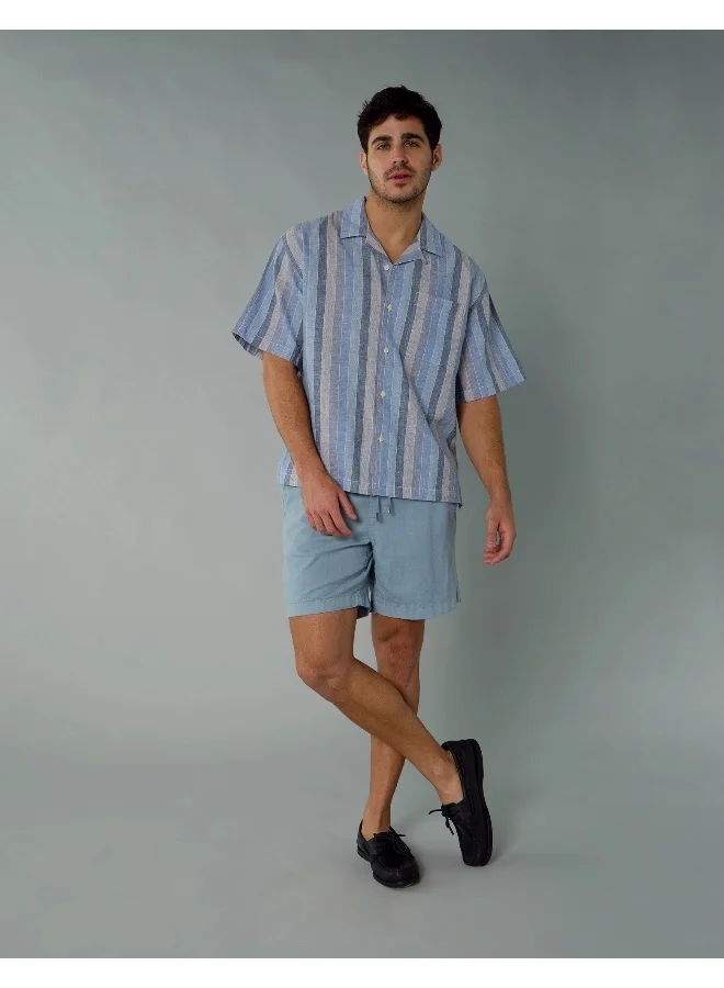 American Eagle AE Poolside Linen-Blend Button-Up Shirt
