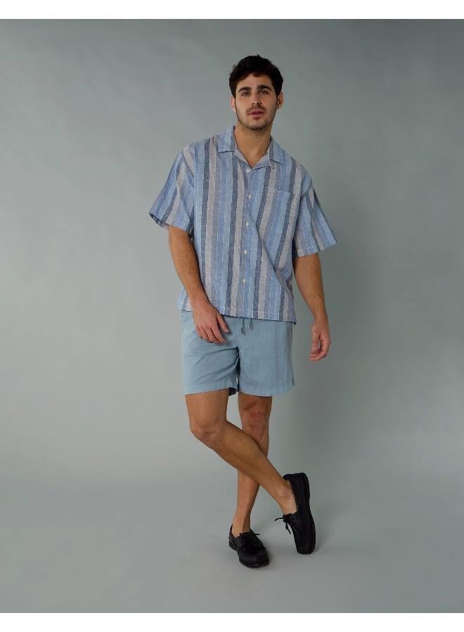 American Eagle AE Poolside Linen-Blend Button-Up Shirt - Image 1