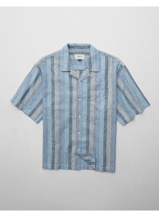 American Eagle AE Poolside Linen-Blend Button-Up Shirt - Image 3