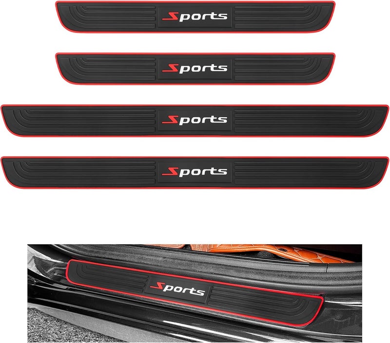 carleef 4PCS Car Door Sill Protector,Anti-Scratch Rubber Car Door Protector Edge Guards for Door Steps,Universal Automotive Exterior Accessories Waterproof Door Threshold Strips (Sport, Width 1.57") - Image 1