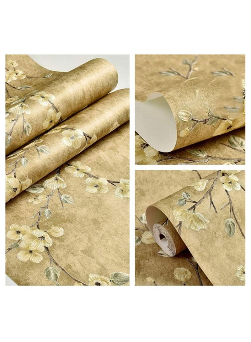 Bluejw Vintage Stick Wallpaper Thickened 3D Stereoscopic Non-Woven Wallpaper Garden Flower Tree Stickers Wallpaper Self-Adhesive Removable For Living Room Bedroom Wallpaper Roll 0.53X10m - Image 4