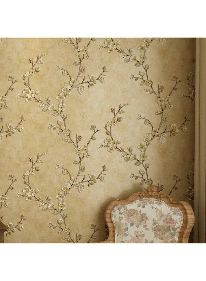 Bluejw Vintage Stick Wallpaper Thickened 3D Stereoscopic Non-Woven Wallpaper Garden Flower Tree Stickers Wallpaper Self-Adhesive Removable For Living Room Bedroom Wallpaper Roll 0.53X10m - Image 2