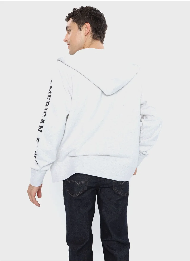 American Eagle Graphic Zip Through Hoodie