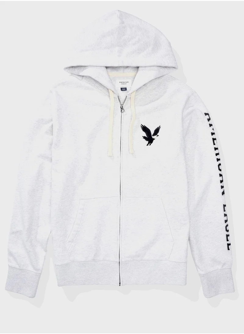American Eagle Graphic Zip Through Hoodie