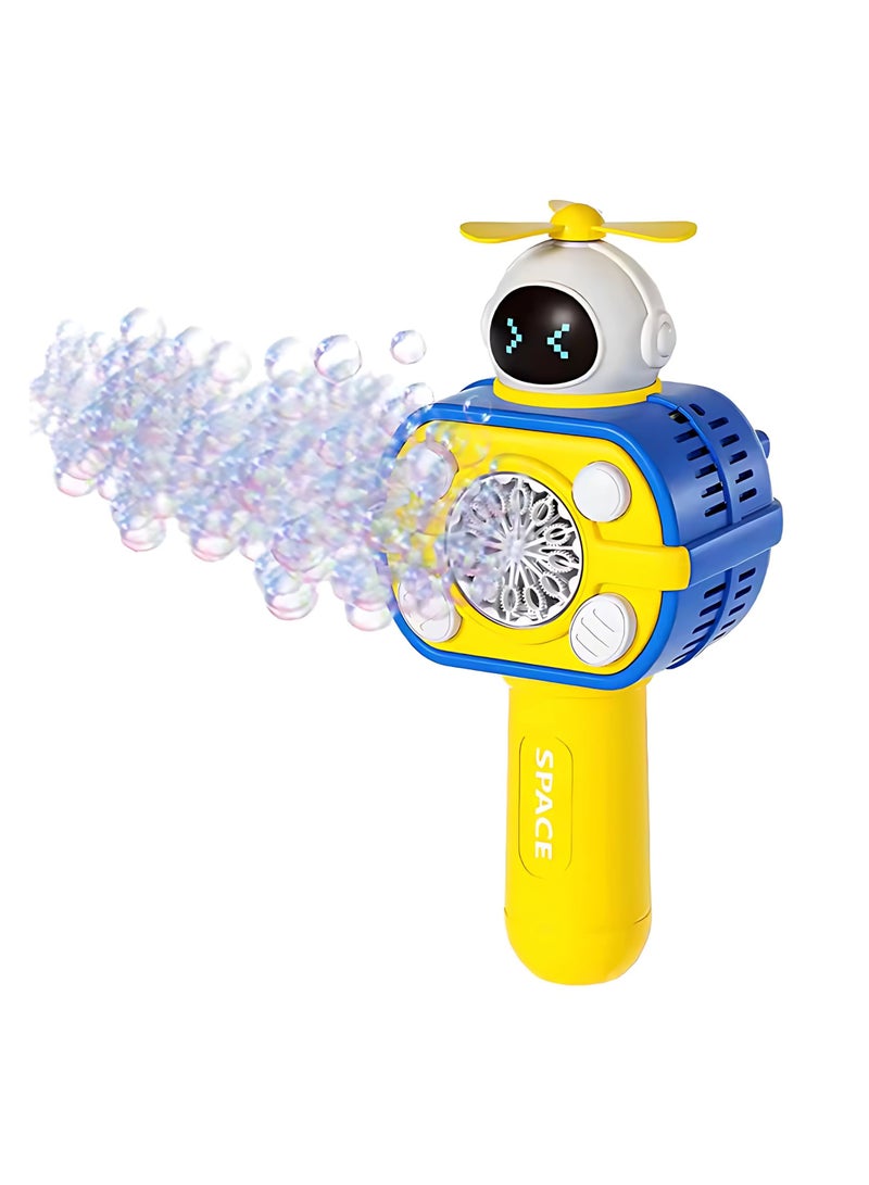 Twisoo Electric Automatic Bubble Gun for Kids with LED Lights – Handheld Space Bubble Blaster Toy for Outdoor Fun, Birthday Parties, Weddings, Gifting and Family Playtime (Yellow) - Image 1