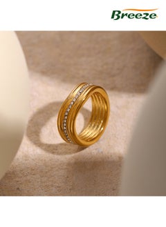 Breeze Gold-plated ring Simple lines wavy diamond ring  - Image 2
