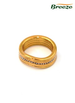 Breeze Gold-plated ring Simple lines wavy diamond ring  - Image 1