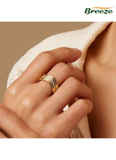 Breeze Gold-plated ring Simple lines wavy diamond ring  - Image 4