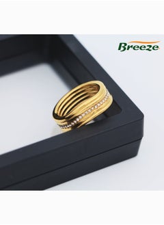 Breeze Gold-plated ring Simple lines wavy diamond ring  - Image 3