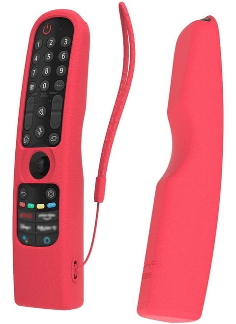 SIKAI Silicone Case Cover for LG AN-MR21GA / AN-MR21GC Magic Remote, Shockproof Protective Cover for LG Smart TV Remote 2021, Standing Design, Skin-Friendly, Washable, Anti-Lost with Loop (Glow Red)