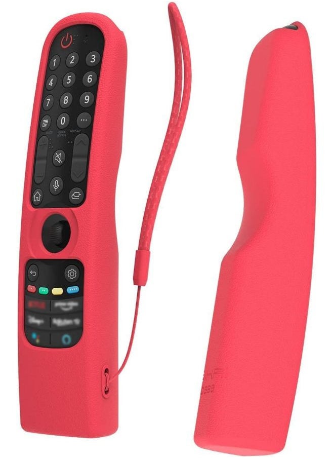 Sikai - SIKAI Silicone Case Cover for LG AN-MR21GA / AN-MR21GC Magic Remote, Shockproof Protective Cover for LG Smart TV Remote 2021, Standing Design, Skin-Friendly, Washable, Anti-Lost with Loop (Glow Red) - Image 1