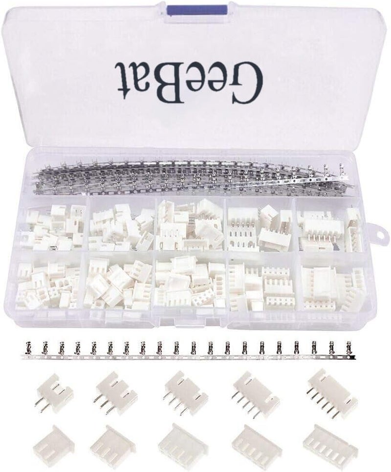 GeeBat 460pcs 2.54mm JST-XH Connector Kit with 2.54mm Female Pin Header and 2/3 / 4/5 / 6 Pin Housing Connector Adapter Plug (JST Connector Kit) - Image 1