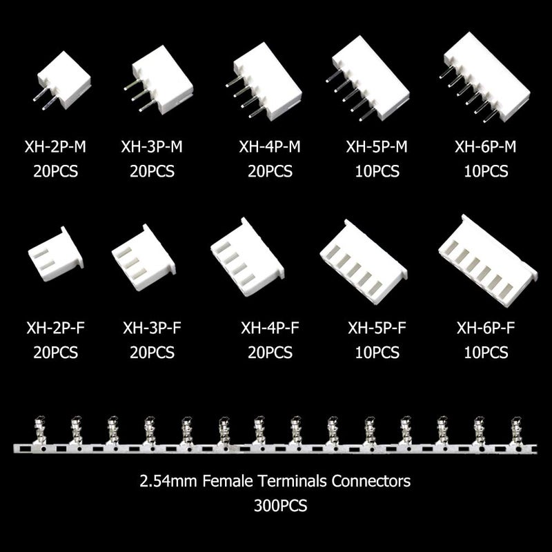 GeeBat 460pcs 2.54mm JST-XH Connector Kit with 2.54mm Female Pin Header and 2/3 / 4/5 / 6 Pin Housing Connector Adapter Plug (JST Connector Kit) - Image 2