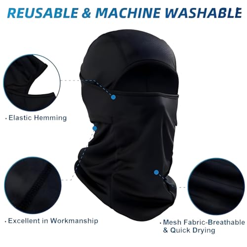 AUTOFRILL Full Face Mask – UV Protected Balaclava Face Cover for Bike Riding & Cycling | Breathable Helmet Mask & Bike Accessories (in, Alpha, Free Size, Black, Pack of 2) - Image 3