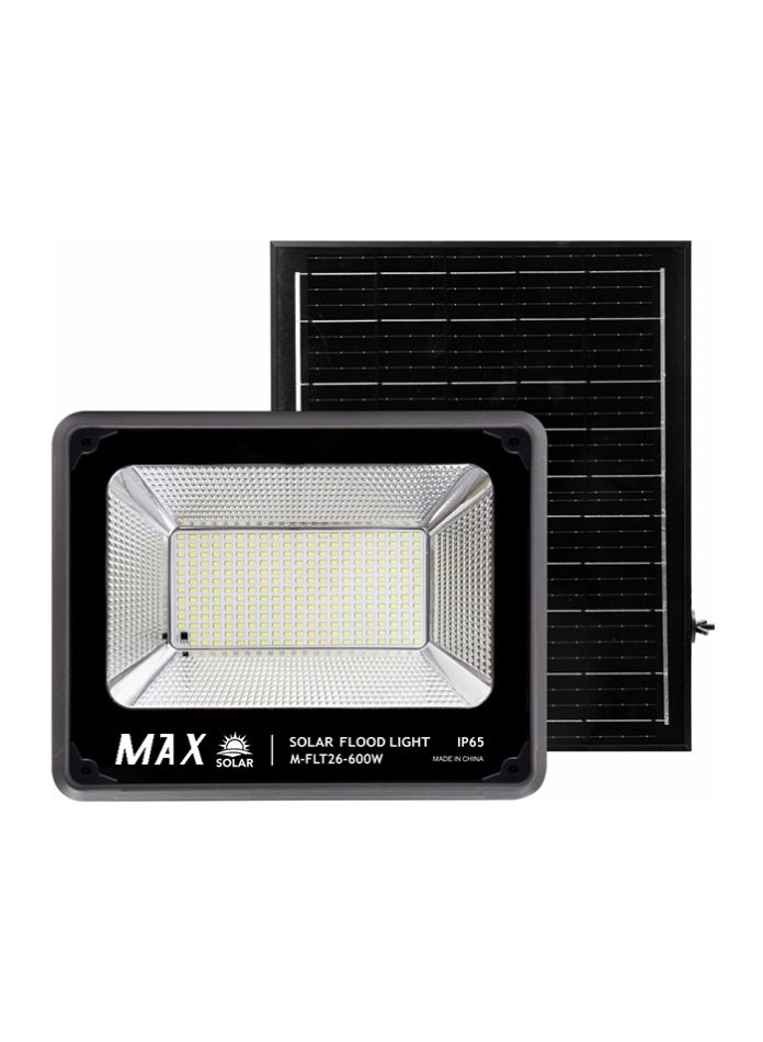 Max High Brightness 6500K 600W Solar Flood Light with Remote, IP65 Waterproof Outdoor Wall Light, 15W Solar Panel, 12Ah LiFePO4 Battery, Auto Sensor Security Light for Villa, Garden & Yard - Image 1