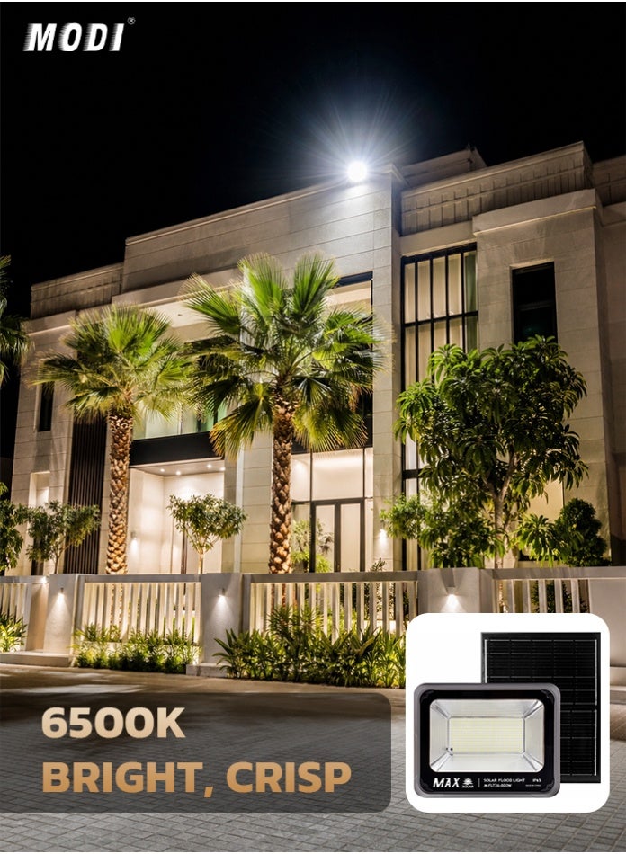 Max High Brightness 6500K 600W Solar Flood Light with Remote, IP65 Waterproof Outdoor Wall Light, 15W Solar Panel, 12Ah LiFePO4 Battery, Auto Sensor Security Light for Villa, Garden & Yard - Image 5
