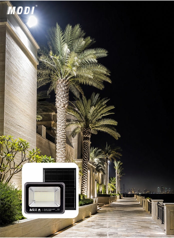 Max High Brightness 6500K 600W Solar Flood Light with Remote, IP65 Waterproof Outdoor Wall Light, 15W Solar Panel, 12Ah LiFePO4 Battery, Auto Sensor Security Light for Villa, Garden & Yard - Image 3