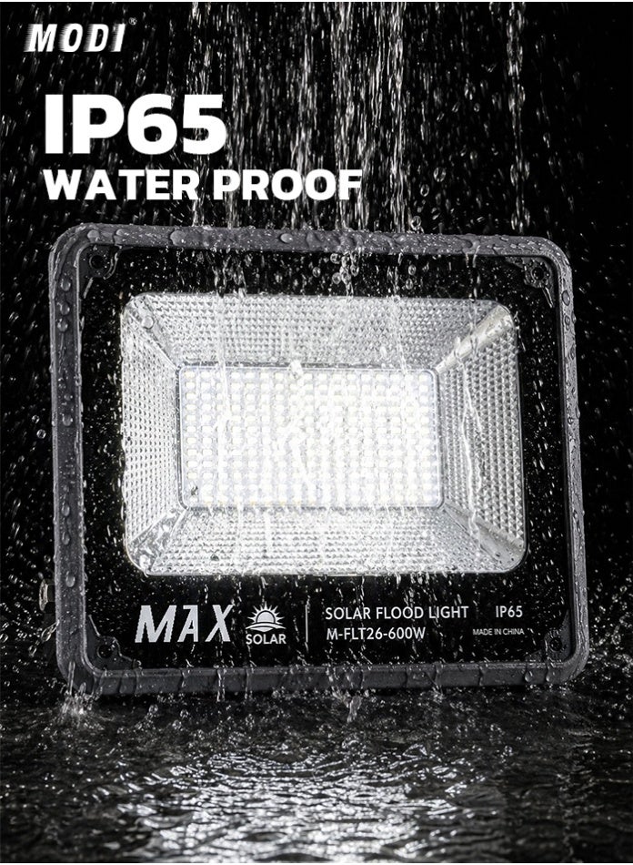 Max High Brightness 6500K 600W Solar Flood Light with Remote, IP65 Waterproof Outdoor Wall Light, 15W Solar Panel, 12Ah LiFePO4 Battery, Auto Sensor Security Light for Villa, Garden & Yard - Image 2