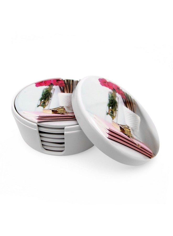 SUPERWARE | Food Grade Melamine | Coaster Set - Rose On White (8 Pcs.) | Serveware, Tableware, Stain Free, Glazed Finish - Image 3