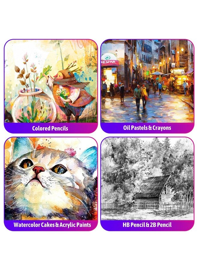 آي بايام مجموعة فنية فاخرة مكونة من 195 حزمة من صندوق هدايا الفنان للفنون والحرف اليدوية مجموعة أدوات الرسم الفنية للبالغين والأطفال مجموعة أدوات فنية مع 24 طلاء أكريليك وكراسة رسم وأقلام تلوين وأقلام تلوين - Image 5