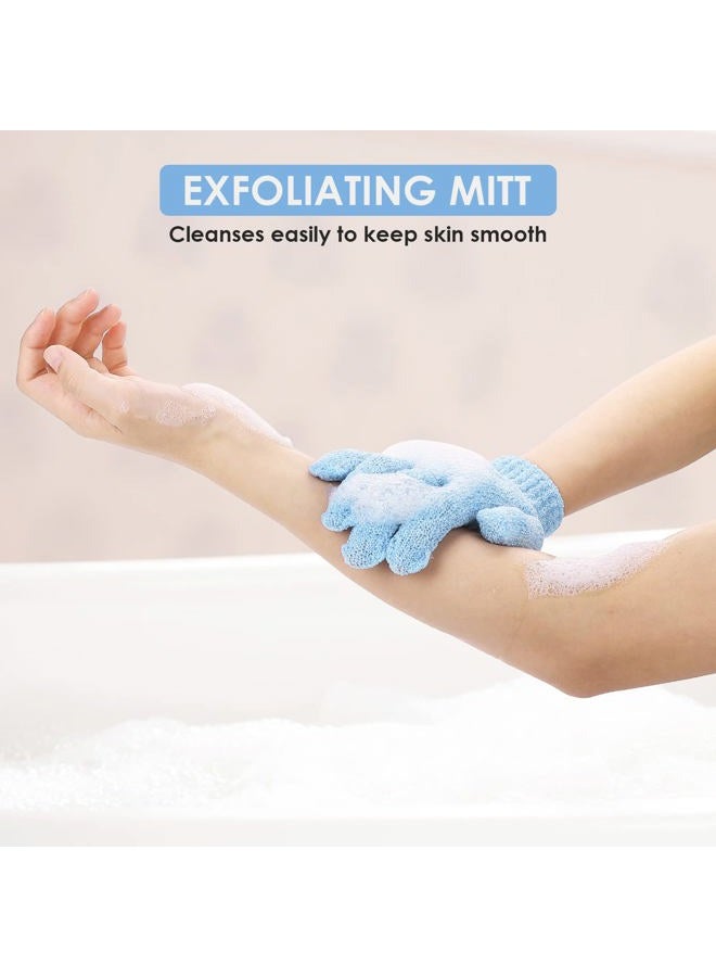 Sibba 2 Pair Bath Gloves for Shower Natural Loofah Exfoliating Wash Gloves for Body and Face, Dead Skin Remover, Double Sided Microfibre Shower Body Gloves for Adults and Kids  - Image 5