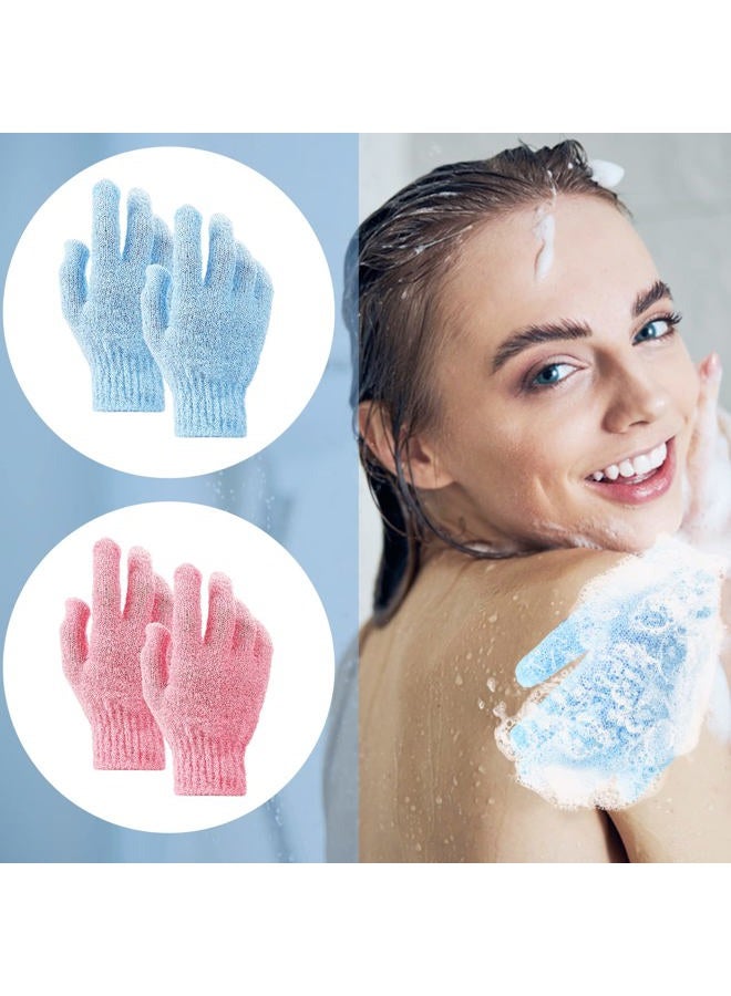 Sibba 2 Pair Bath Gloves for Shower Natural Loofah Exfoliating Wash Gloves for Body and Face, Dead Skin Remover, Double Sided Microfibre Shower Body Gloves for Adults and Kids  - Image 3