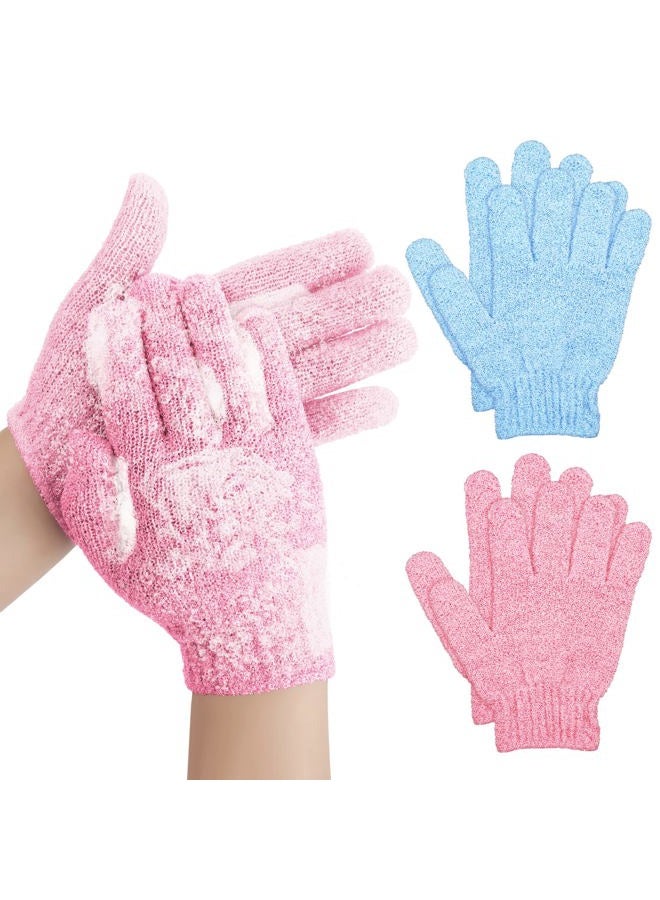 Sibba 2 Pair Bath Gloves for Shower Natural Loofah Exfoliating Wash Gloves for Body and Face, Dead Skin Remover, Double Sided Microfibre Shower Body Gloves for Adults and Kids  - Image 1
