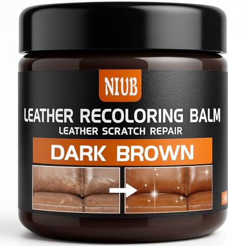 NIUB Leather Recoloring Balm Leather Color Restorer Scratch Repair Leather Paint for Furniture Couches Car Seats Shoes Bags Leather Dye and Restorer Restores Faded and Scratched Leather-Dark Brown - Image 1
