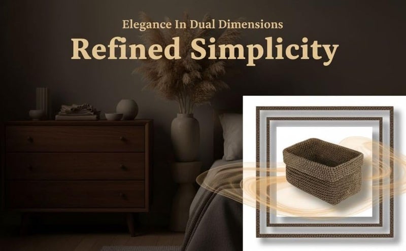 2 Pcs Brown Woven Rope Storage Basket Set, Decorative Cotton Hemp, Large And Small With Open Design, Bohemian Style, For Organizing Crochet Knitting Supplies - Image 4
