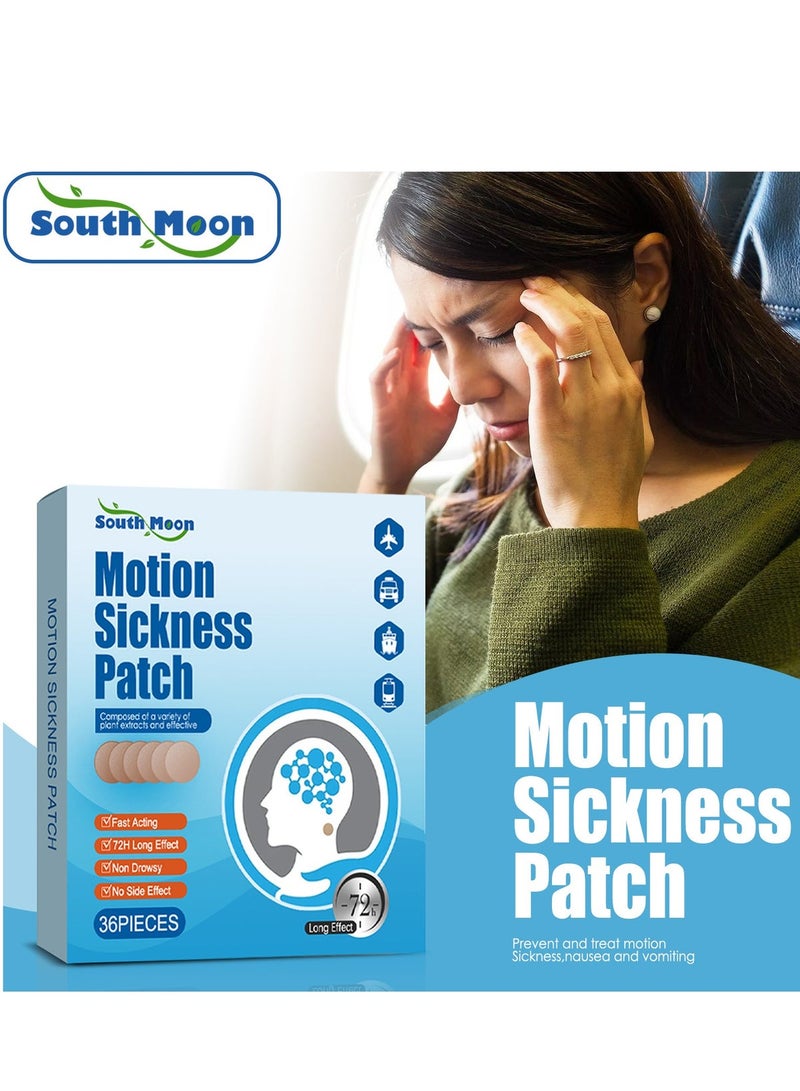 SOUTH MOON 1*36pcs Motion Sickness Patches for Travel Essentials Sea Sickness Bands for The Relief of Nausea, Vertigo and Dizziness Relieve Tinnitus and Motion Sickness for Adults and Kids from Travel of Cars, Ships, Airplanes & Other Forms of Transport Movement - Image 1