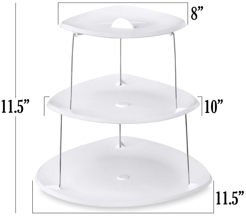 Masirs Collapsible 3-Tier Party Tray: Decorative Design Folds for Minimal Storage. an Elegant Serving Tray for Sandwiches, Cake, Sliced Cheese, and Deli Meat. - Image 2