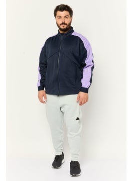 Adidas Men Sportswear Fit Full Zip Outdoor Sweatshirts, Navy/Light Purple  - Image 4