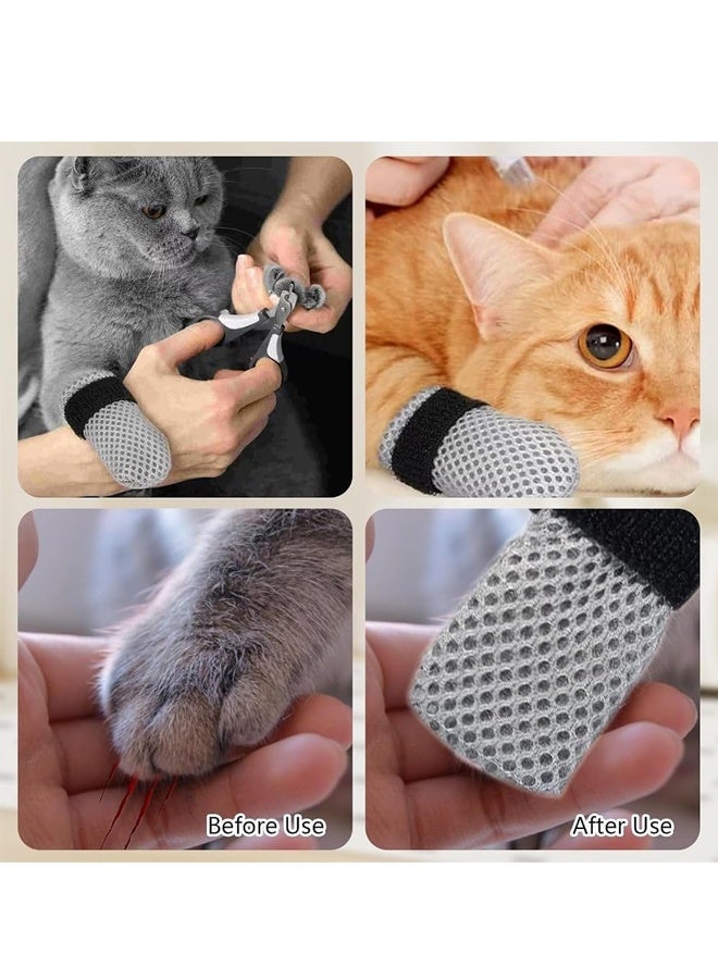 4 Pcs Cat Mittens to Prevent Scratching for Pets, Adjustable Breathable Mesh Kitten Shoes Socks Booties, Grey (M) - Image 3