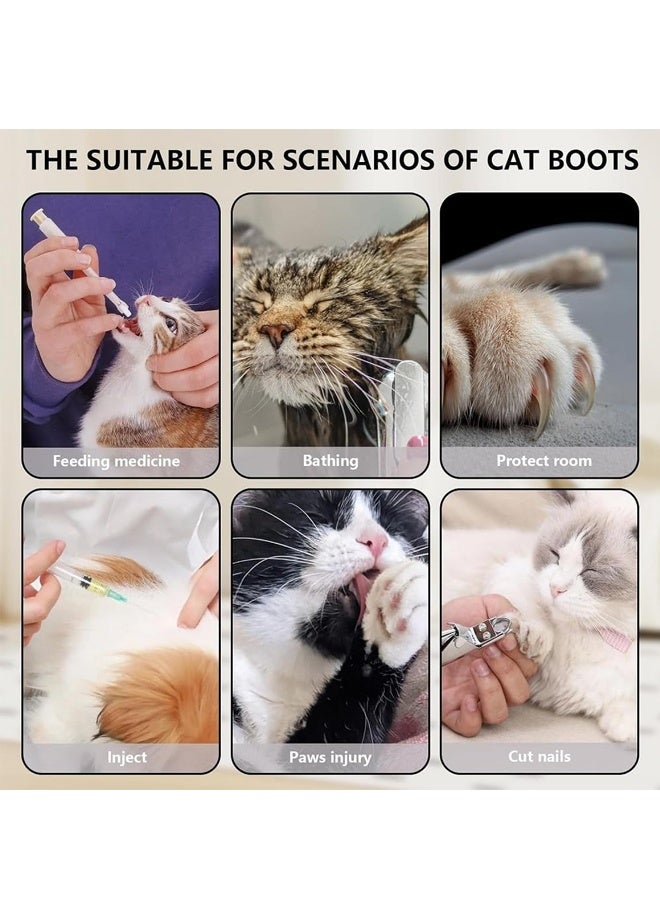 4 Pcs Cat Mittens to Prevent Scratching for Pets, Adjustable Breathable Mesh Kitten Shoes Socks Booties, Grey (M) - Image 4