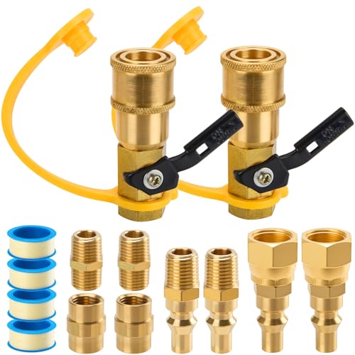 havyduti 14pcs Propane Quick Connect Fittings14 RV Propane Quick Connect Fittings Adapter with 38 Flare x 14 NPT Male Pipe HalfUnion Fitting 14 Male NPT 14 Female NPT 14 Pieces - Image 1