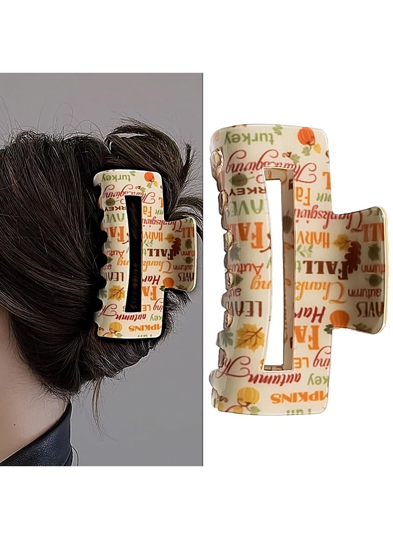 XIELIME - Thanksgiving Square Claw Clips for Women Girls Fall Harvest Maple Leaf Pumpkin Design Hair Clips for Thin Thick Hair Strong Hold Hair Clamp Hair Styling Accessories Thanksgiving Gifts 1 Pack - Image 1