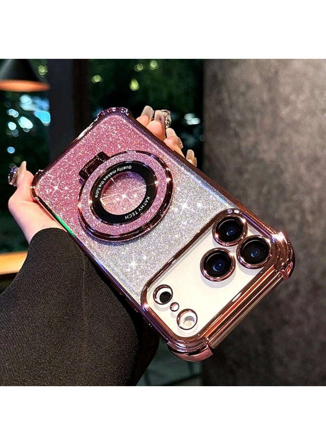 Magnetic Glitter Case for iPhone 17 Pro ，Bling Camera Lens Protector，Sparkly Stand，Support Wireless Charging， Luxury Gradient Shockproof iPhone 17 Pro Cover - Image 1