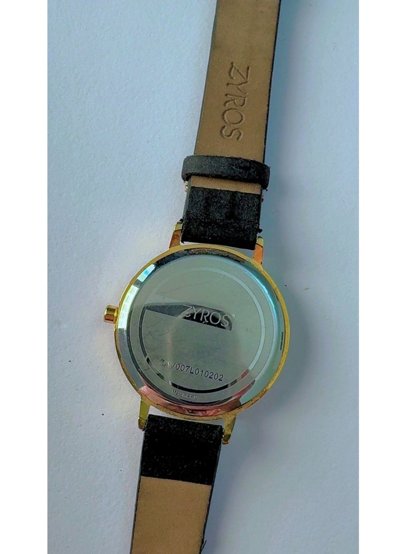 ZYROS Premium Black and Gold Analogue Watch for Men – Pristine, Brand New Condition, Ideal for Work or Formal Gifting, featuring a High-Quality Black Leather Strap - Image 5