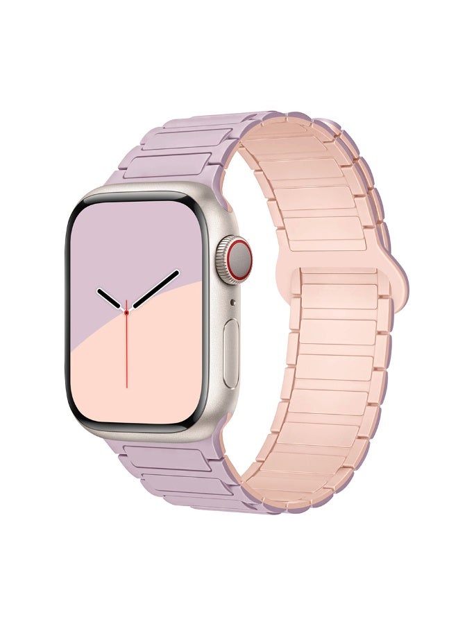 Magnetic Silicone Band for Apple Watch 38mm/40mm/41mm/42mm(S10,S11), Soft Waterproof Quick Fit Sport band for iWatch Series 11/10/9/8/7/6/5/4, SE3/SE2/SE, Light Purple - Image 1