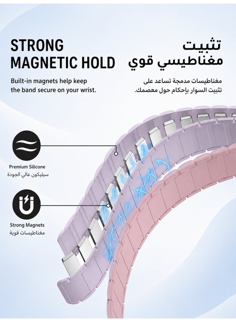 Magnetic Silicone Band for Apple Watch 38mm/40mm/41mm/42mm(S10,S11), Soft Waterproof Quick Fit Sport band for iWatch Series 11/10/9/8/7/6/5/4, SE3/SE2/SE, Light Purple - Image 3