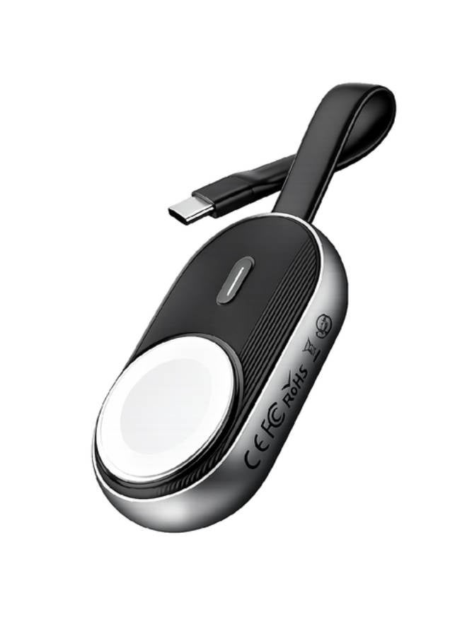 Maxco 2-in-1 Smart Magnetic Watch Charger Power Bank 1200mAh - Black