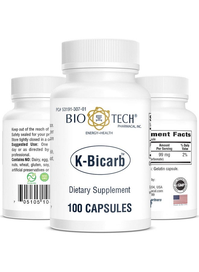 Bio-Tech Pharmacal Potassium Dietary Supplement (K-Bicarb, 100 Count) - Image 1