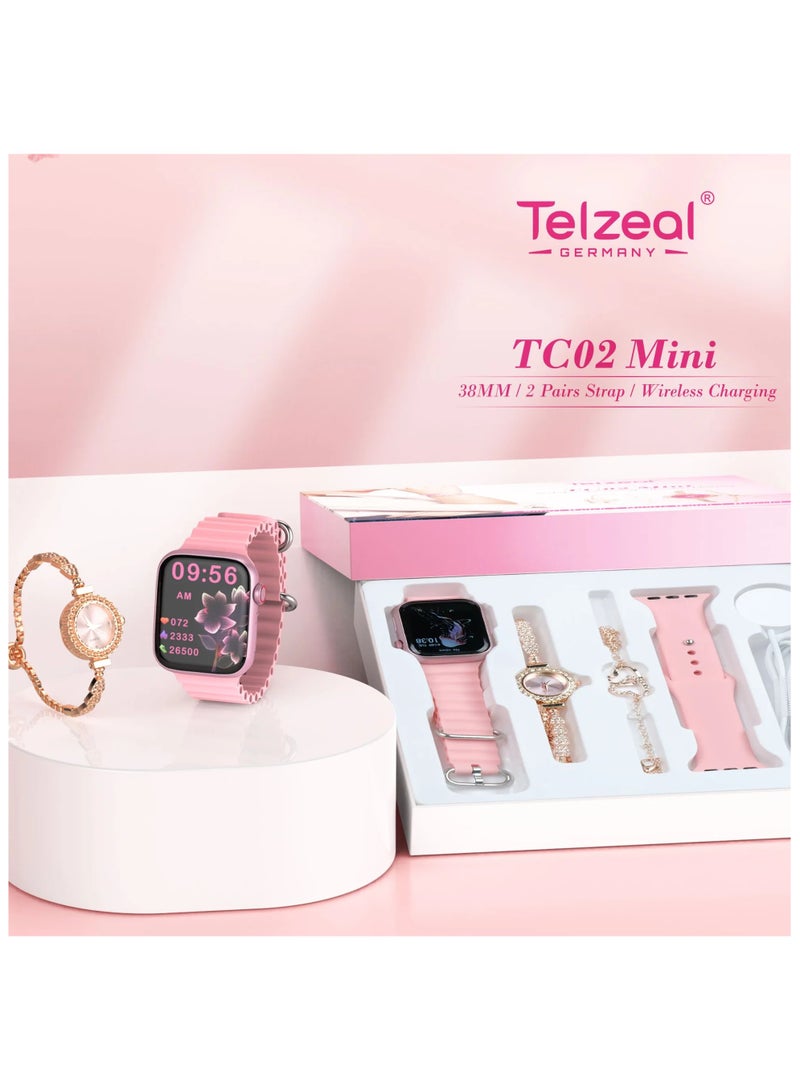 Telzeal Telzil Perfect Mini TC02 Women's Smart Watch with 2 Pairs Diamond Band and Wireless Charger - Image 3