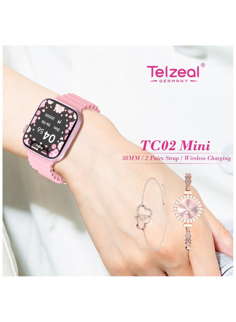 Telzeal Telzil Perfect Mini TC02 Women's Smart Watch with 2 Pairs Diamond Band and Wireless Charger - Image 2