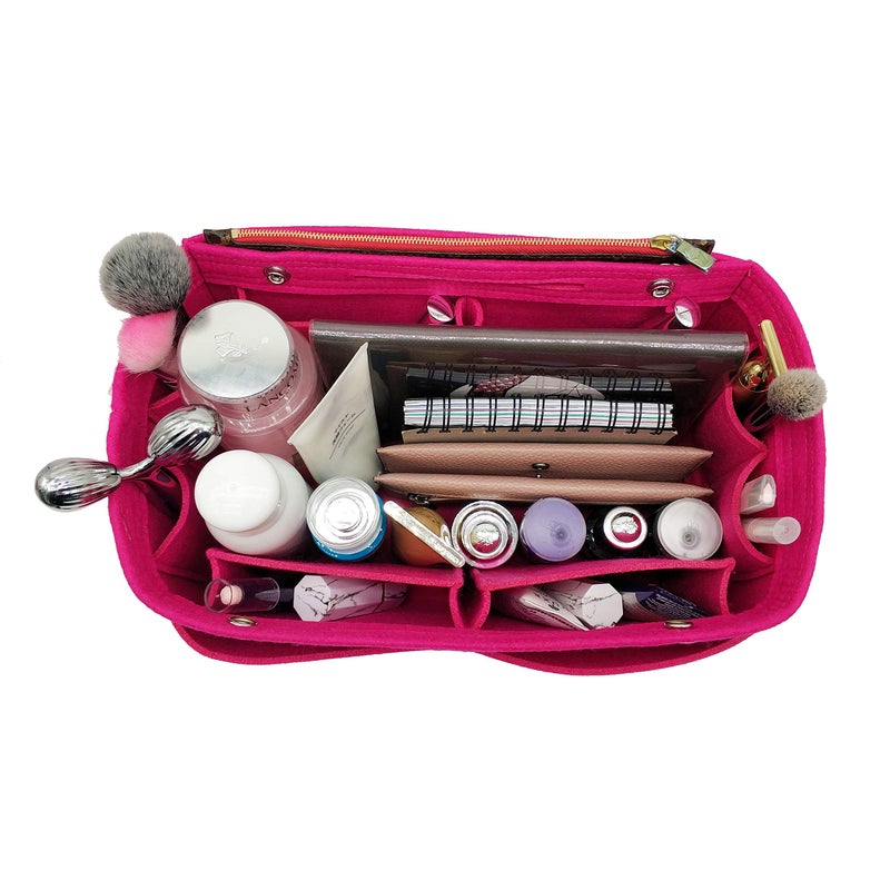 LEXSION Felt Purse Organizer Insert - Multi Pocket Bag in Bag Organizer for Tote & Handbag Shaper 8008 Rosy L - Image 4