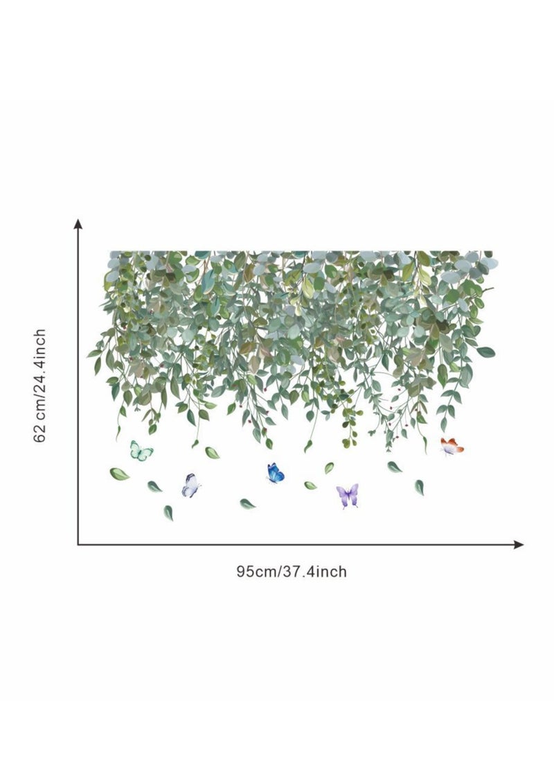 Bluejw - Tropical Art Fresh Leaf Self-Adhesive Removable Wall Stickers Perfect For Bedroom Corner Skirting In Living Room - Image 1