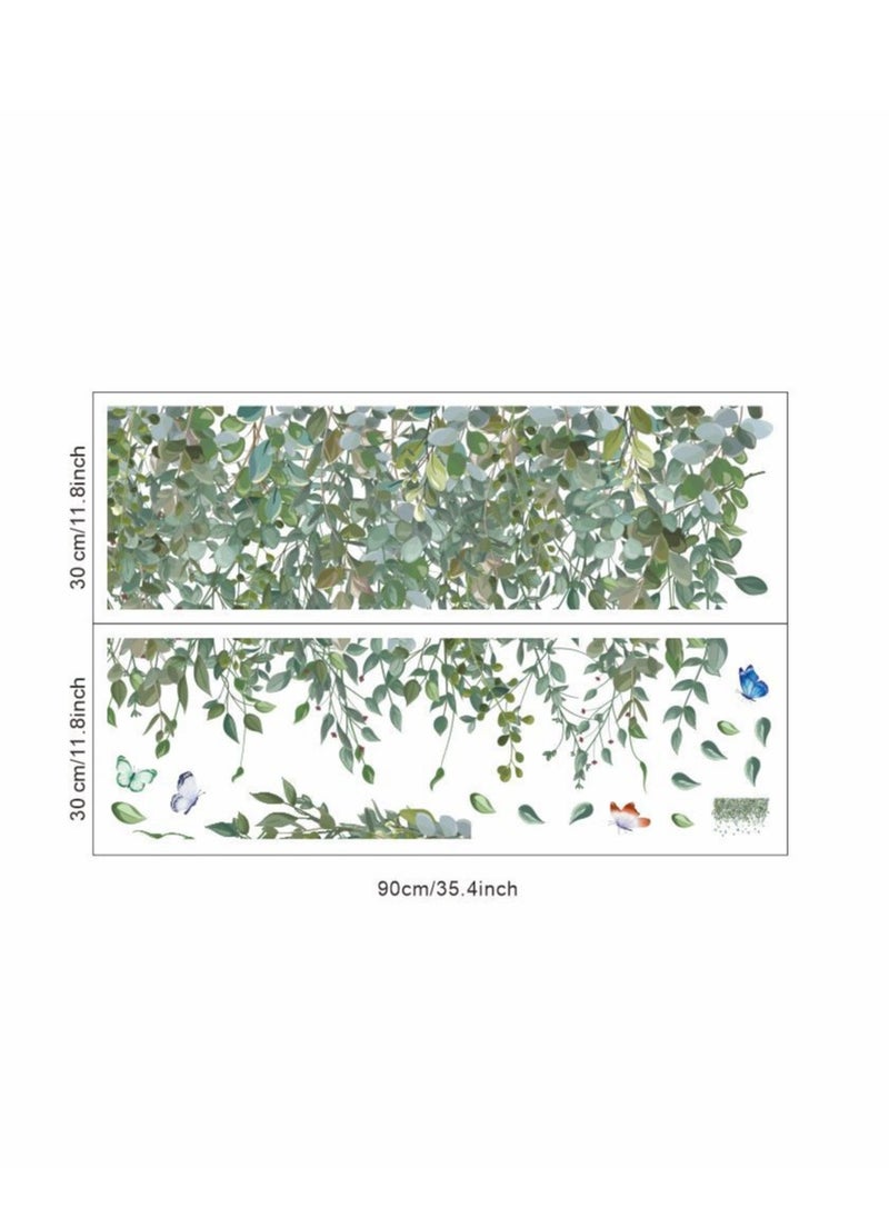Bluejw - Tropical Art Fresh Leaf Self-Adhesive Removable Wall Stickers Perfect For Bedroom Corner Skirting In Living Room - Image 1