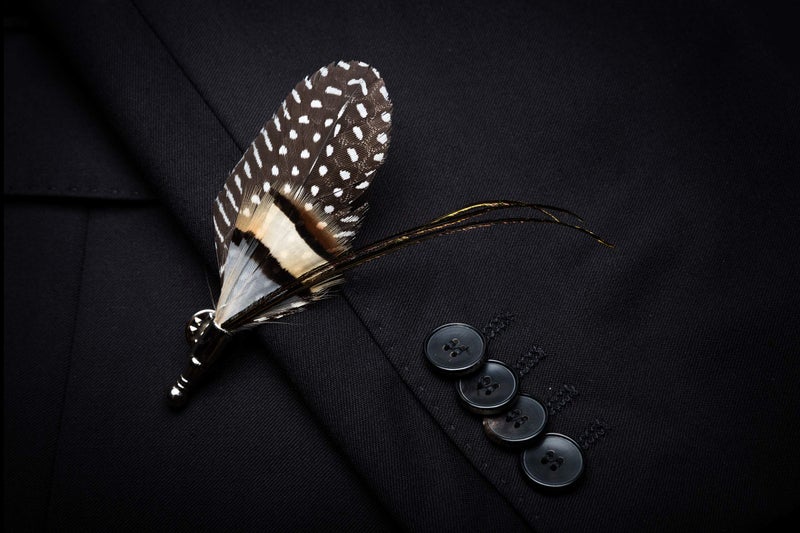 RBOCOTT Leather Feather Handmade Pre-tied Bow tie and Brooch Sets for Men(2) - Image 5