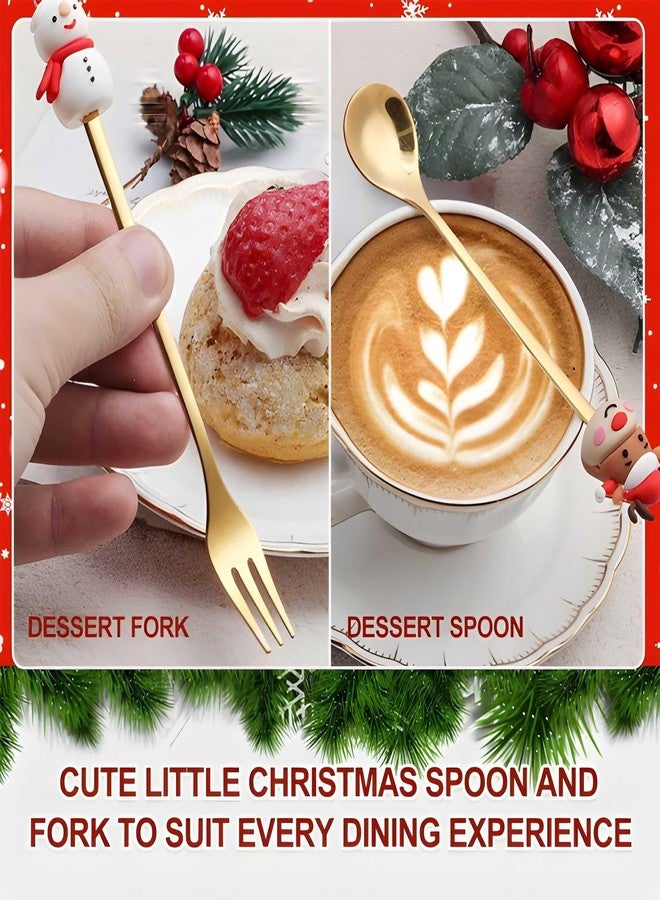 Teraabliss Christmas Mini Spoons and Forks Set of 6 | Holiday Dessert Tasters Cutlery for Coffee, Cake, Stocking Stuffers - Image 5