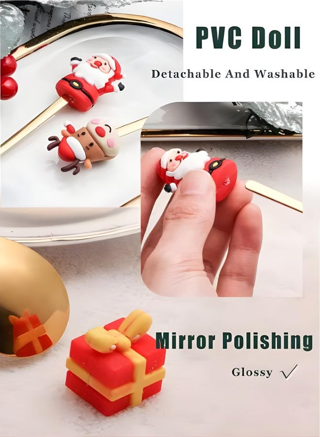 Teraabliss Christmas Mini Spoons and Forks Set of 6 | Holiday Dessert Tasters Cutlery for Coffee, Cake, Stocking Stuffers - Image 2